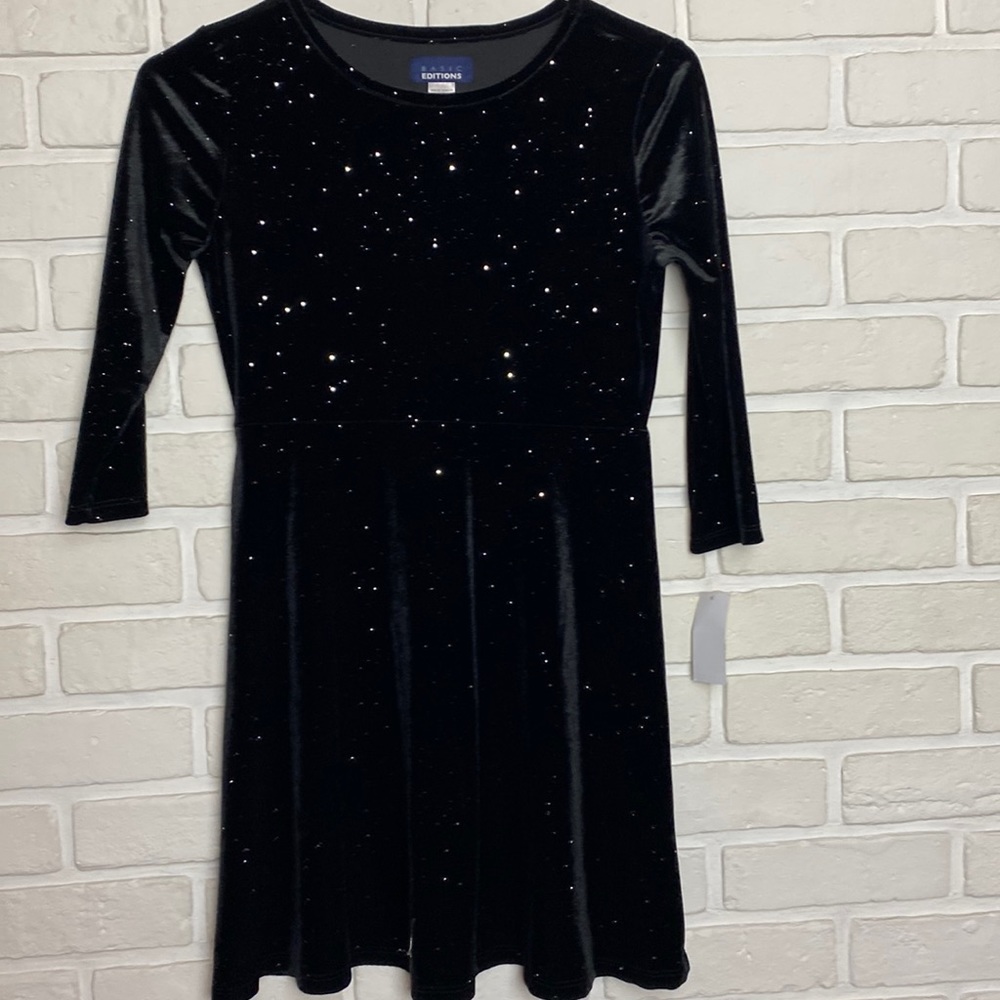 Basic Editions black long sleeved dress with glitter/sparkles